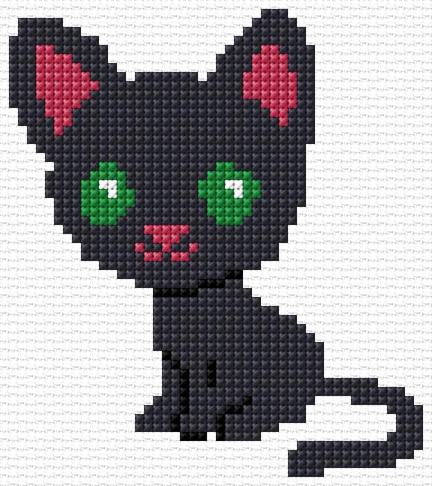 Black Kitten free cross-stitch pattern