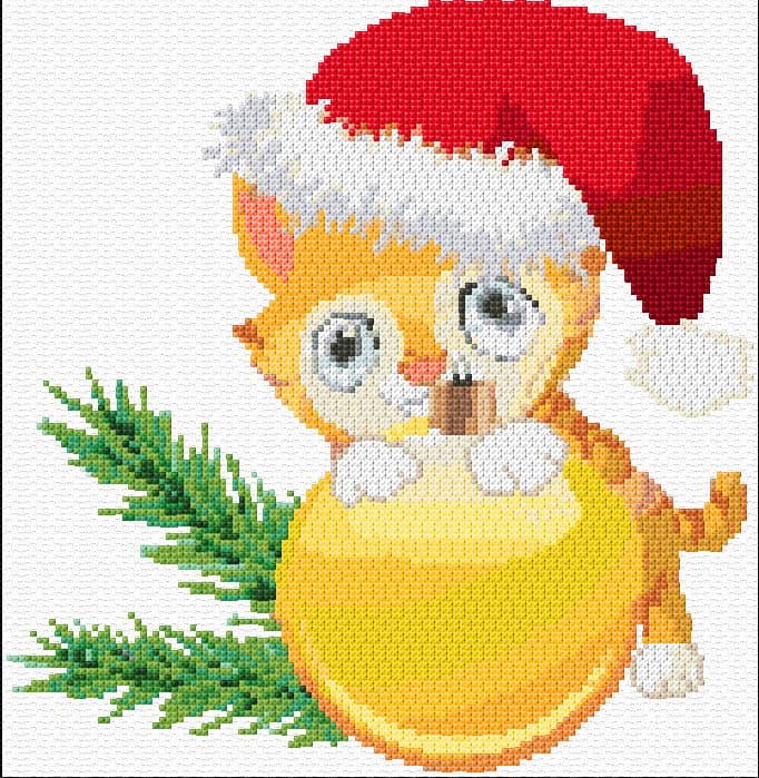 Christmas Kitten free cross-stitch pattern