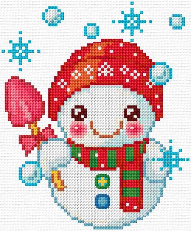 Snowman free cross-stitch pattern