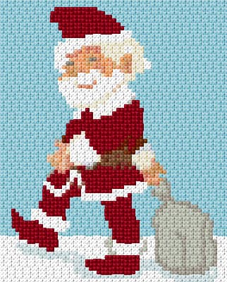 Santa With the Bag free cross-stitch pattern