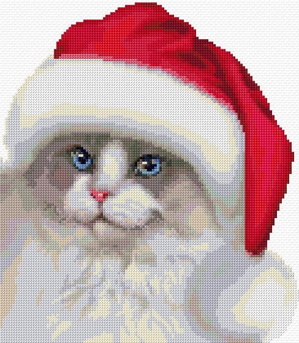 Christmas Cat free cross-stitch pattern