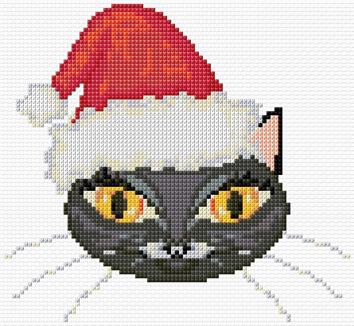 Christmas Cat free cross-stitch pattern