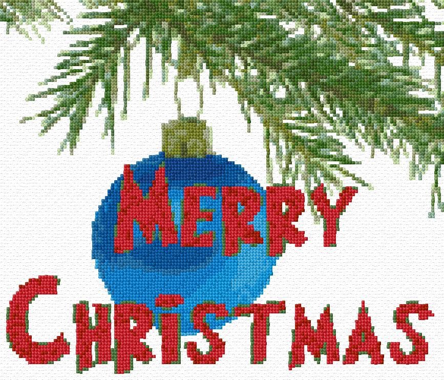 Merry Christmas free cross-stitch pattern