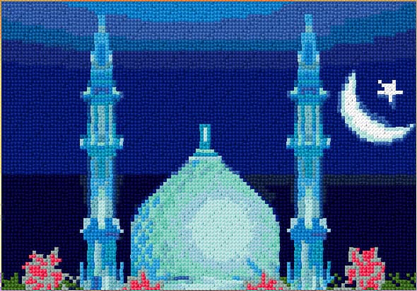 Ramadan Mubarak free cross-stitch pattern