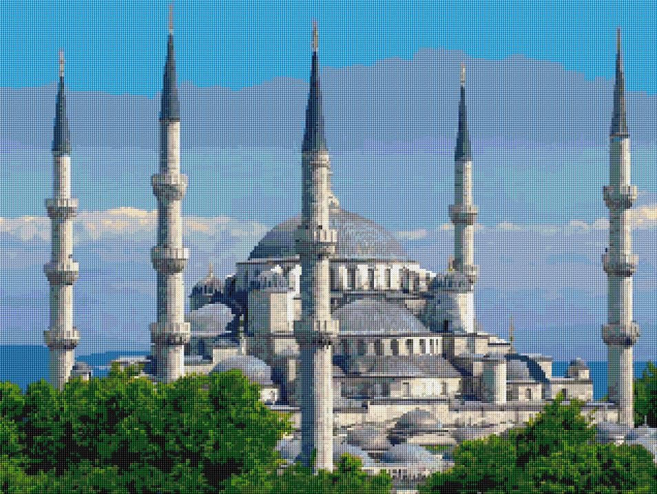 Blue Mosque free cross-stitch pattern