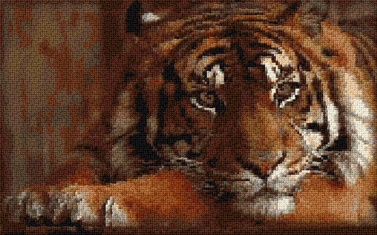 Tired Tiger free cross-stitch pattern