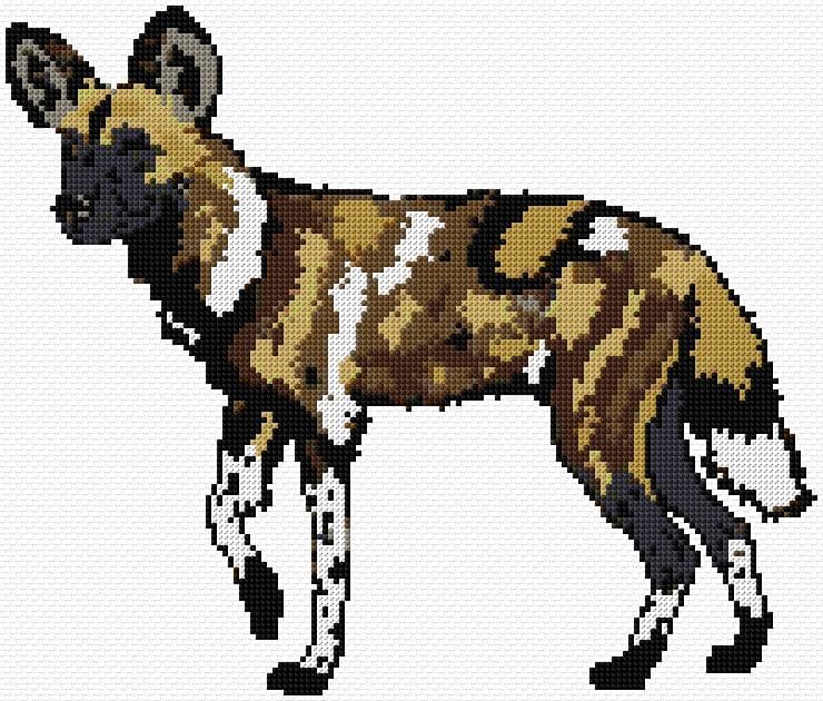 African Wild Dog free cross-stitch pattern