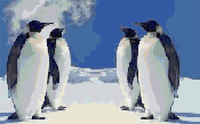 Penguins free cross-stitch pattern