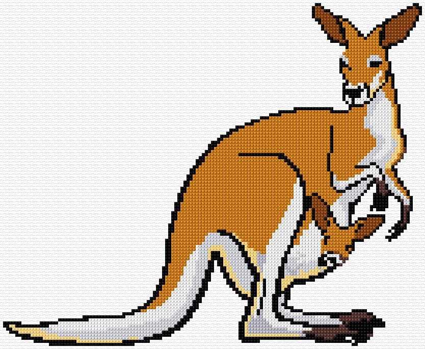 Kangaroo free cross-stitch pattern