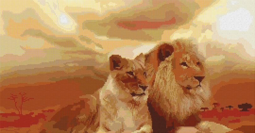 Lions free cross-stitch pattern