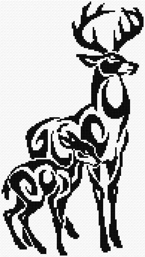 Stag and Fawn free cross-stitch pattern