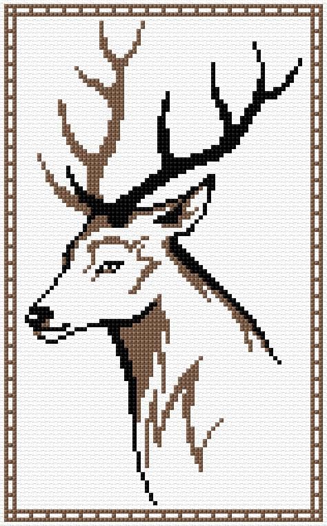 Deer free cross-stitch pattern
