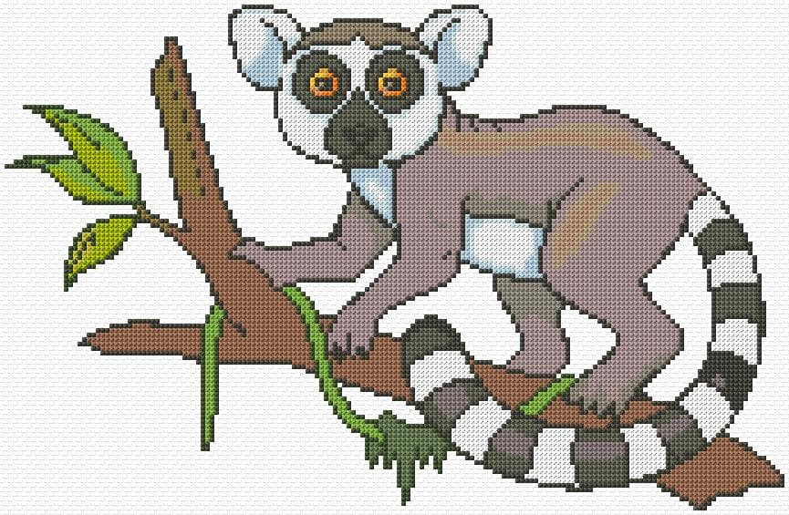 Lemur free cross-stitch pattern