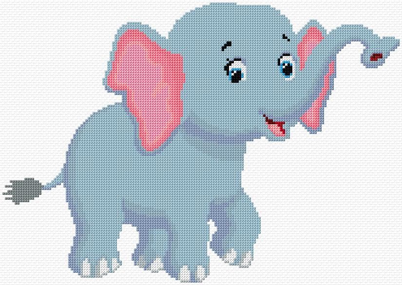 Elephant free cross-stitch pattern