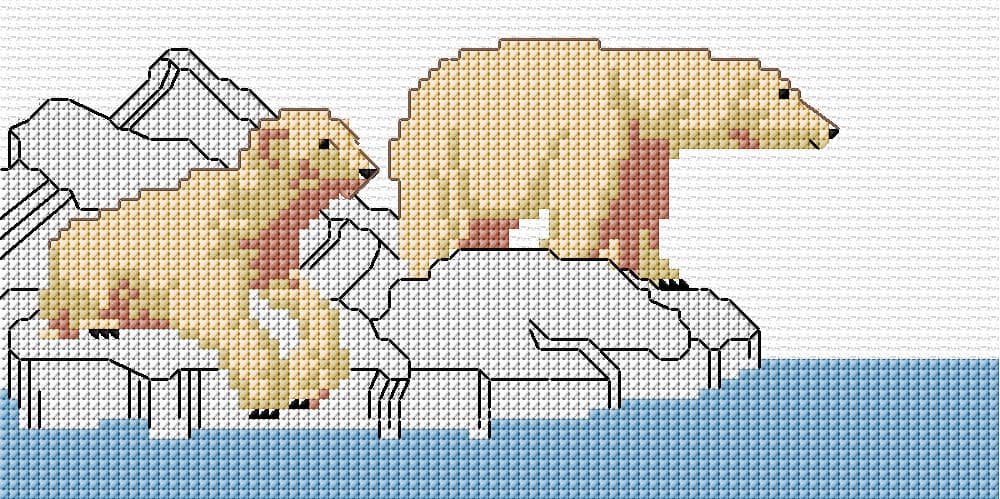 Polar Bears free cross-stitch pattern