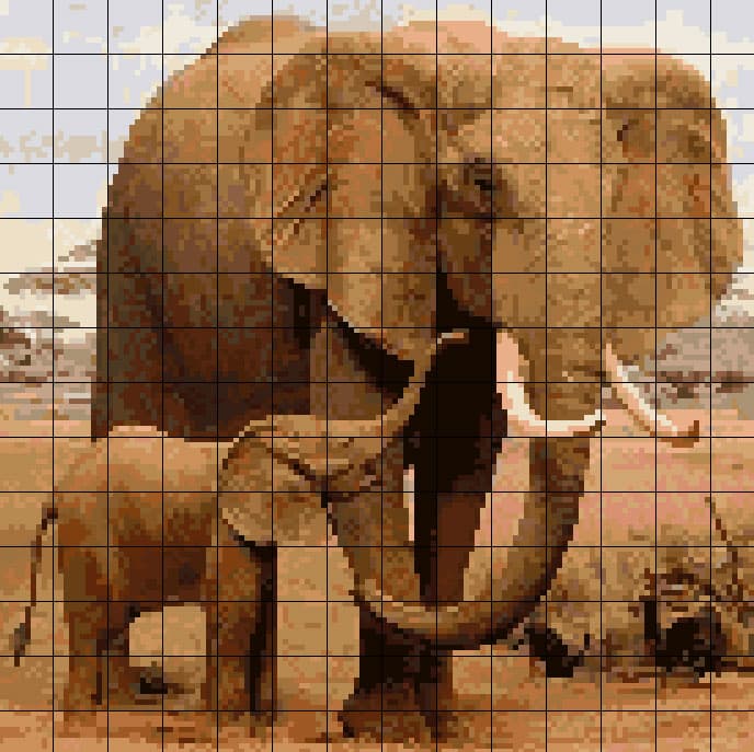 Indian Elephants free cross-stitch pattern