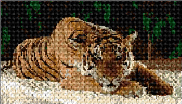 Resting Tiger free cross-stitch pattern