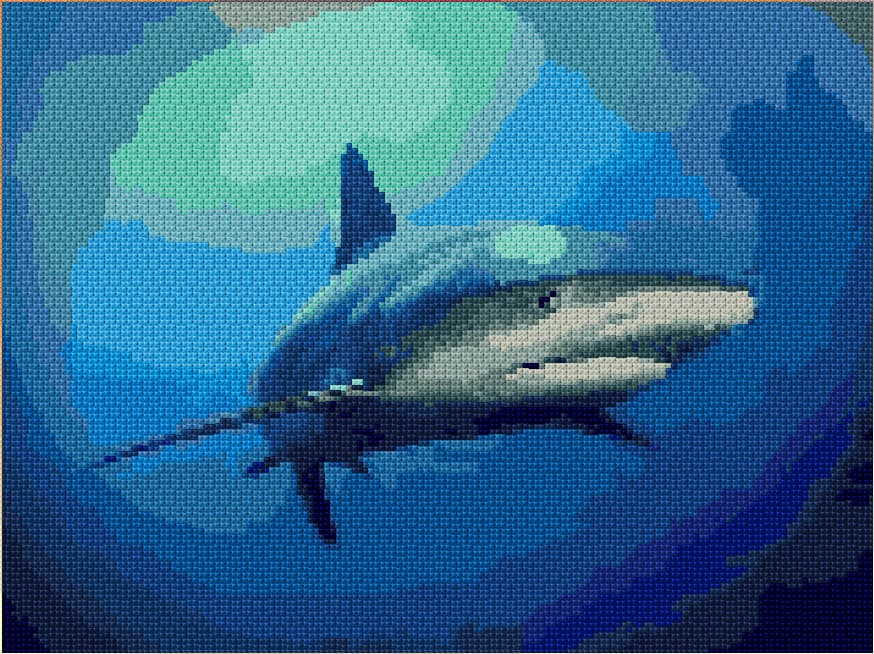 Caribbean Shark free cross-stitch pattern