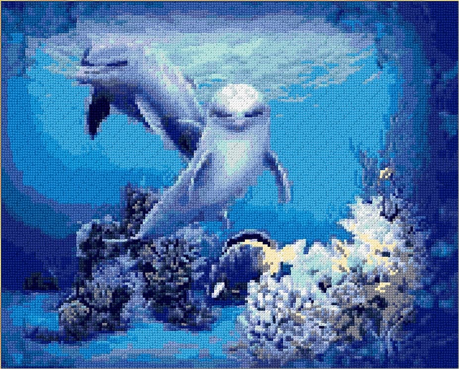 Dolphins free cross-stitch pattern