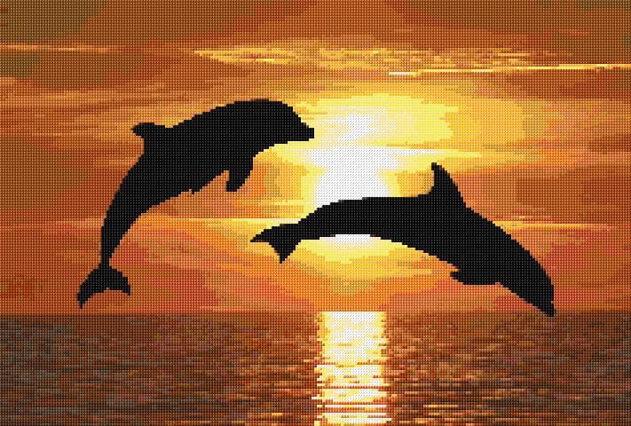 Dolphins free cross-stitch pattern