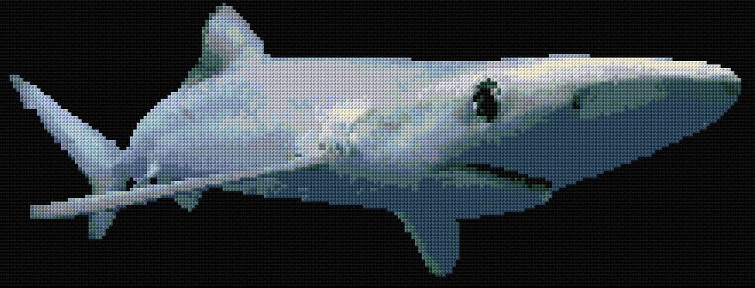 Blue Shark free cross-stitch pattern