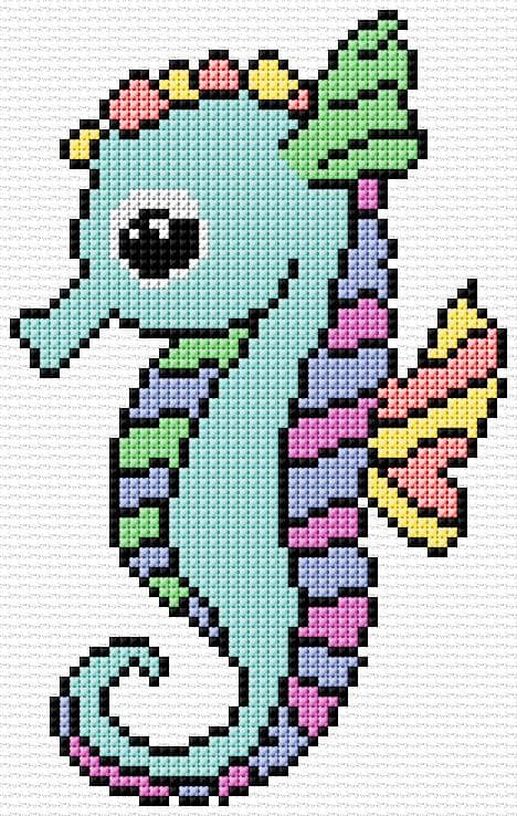 Seahorse free cross-stitch pattern