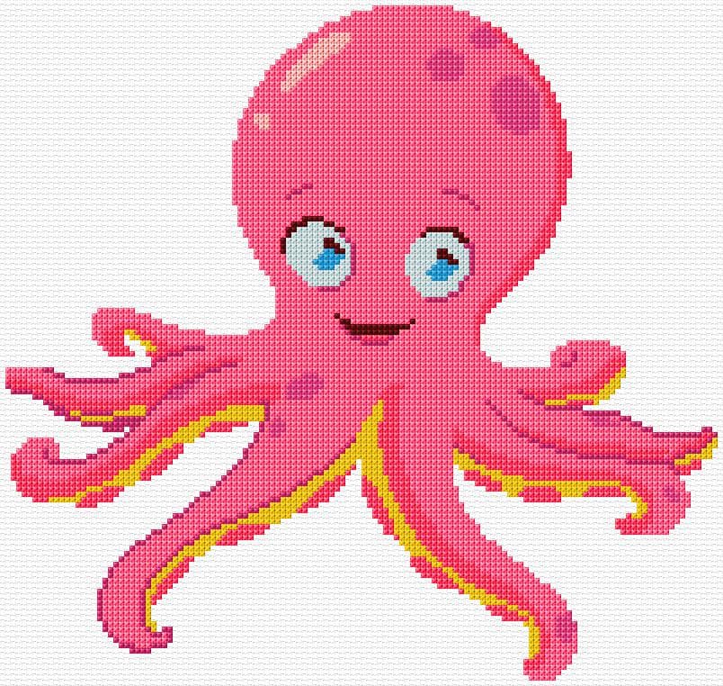 Octopus free cross-stitch pattern