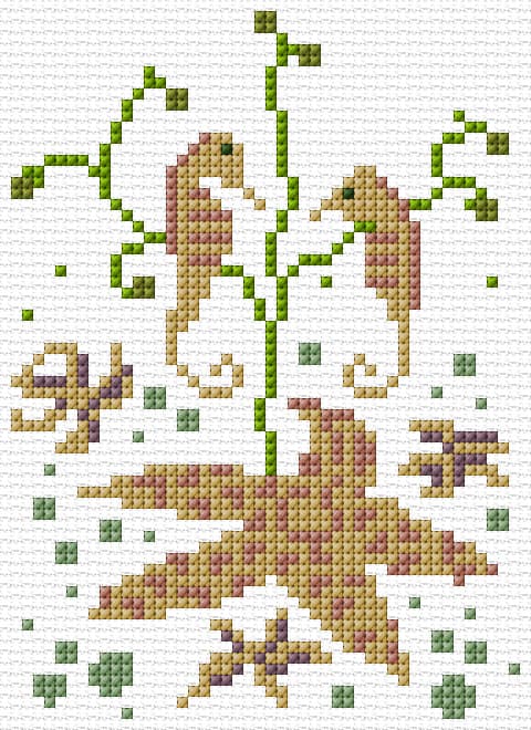 Sea Horses free cross-stitch pattern