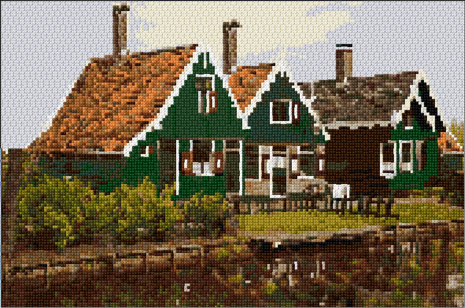 Traditional Dutch Houses free cross-stitch pattern