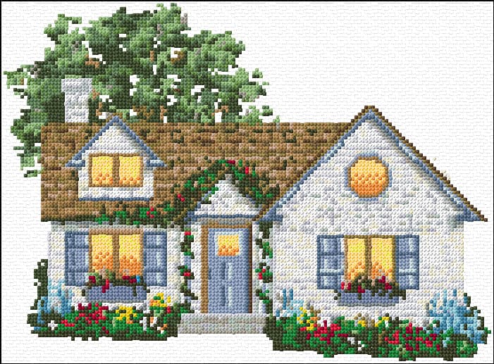 Cottage free cross-stitch pattern