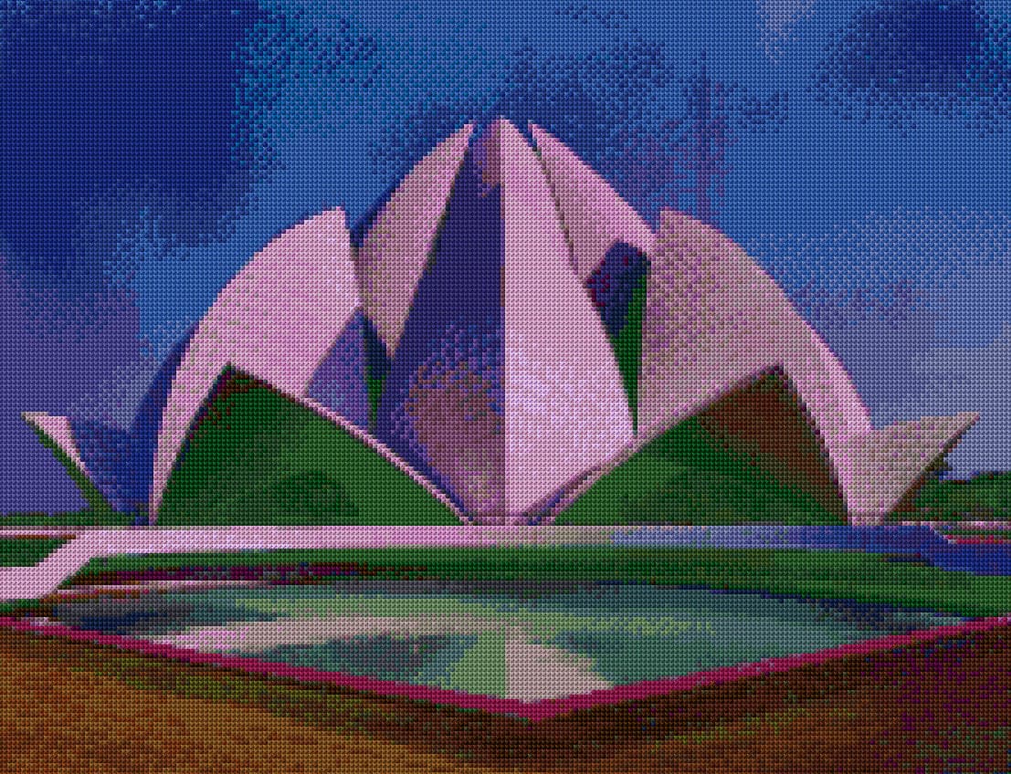 Bahai Temple free cross-stitch pattern