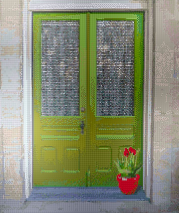 Old Green Door free cross-stitch pattern
