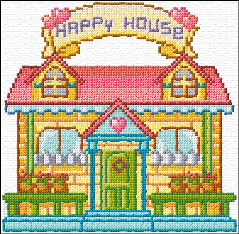 Happy House free cross-stitch pattern