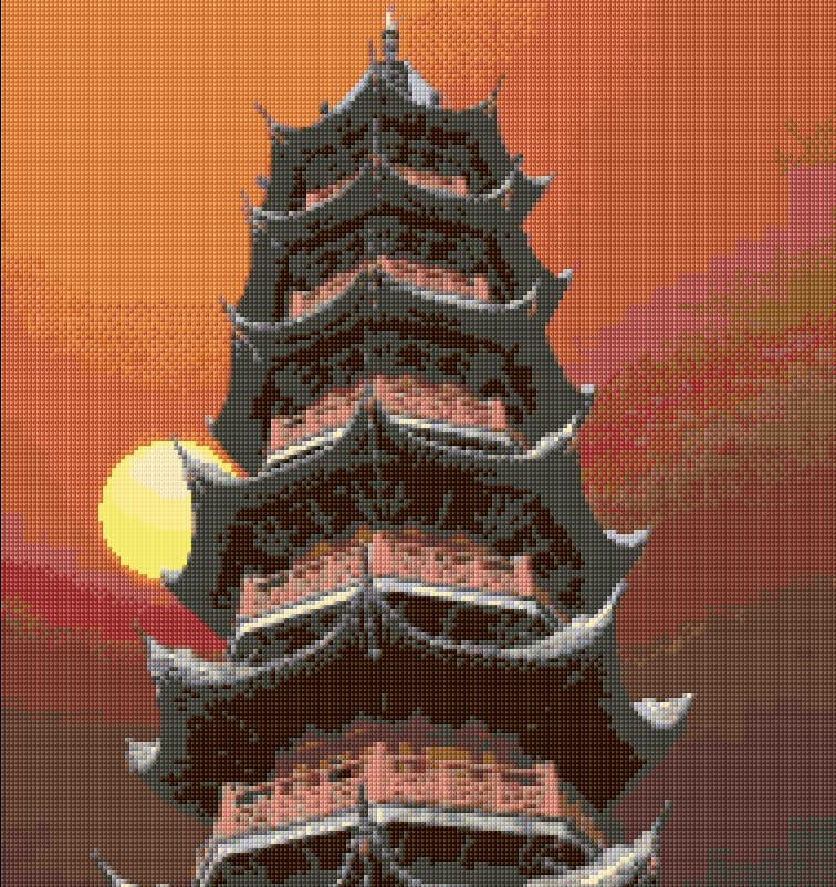 Pagoda free cross-stitch pattern