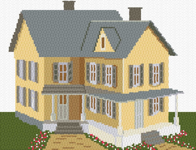 Yellow House free cross-stitch pattern