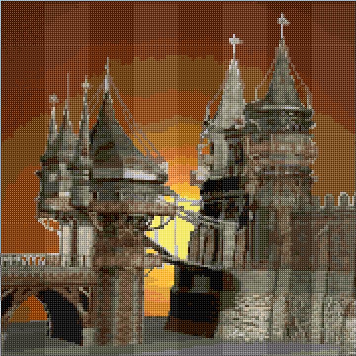 Castle free cross-stitch pattern