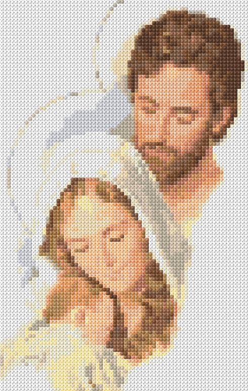 Holly Family free cross-stitch pattern