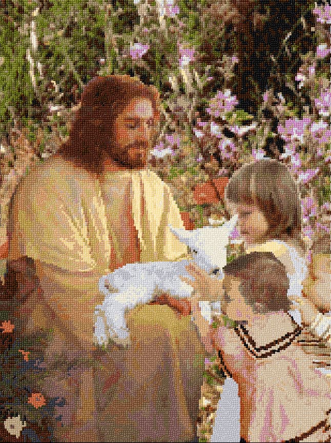 Jesus with Children free cross-stitch pattern