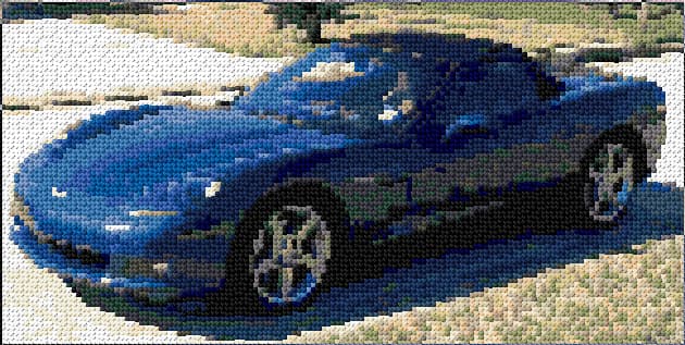 Chevrolet Corvette Blue free cross-stitch pattern