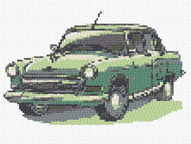 Green Car free cross-stitch pattern