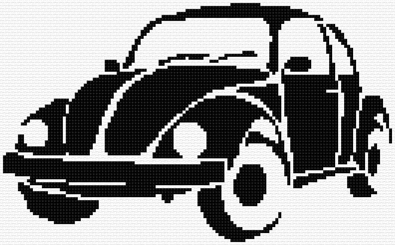 Volkswagen Beetle free cross-stitch pattern