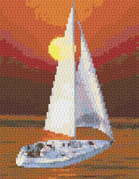 Sunset Sail free cross-stitch pattern