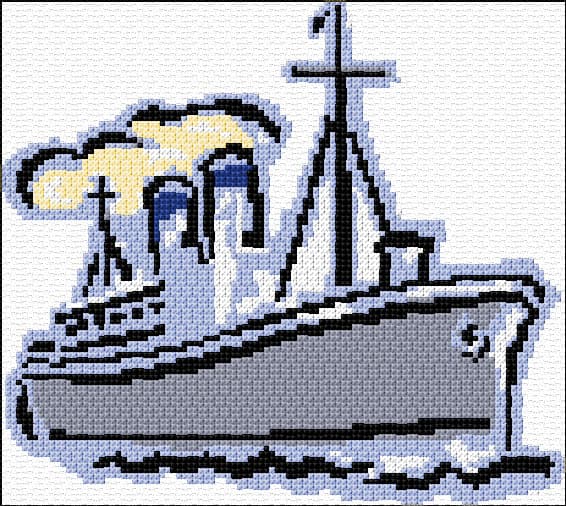 Military Boat free cross-stitch pattern