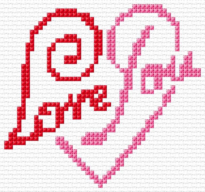 Love You free cross-stitch pattern