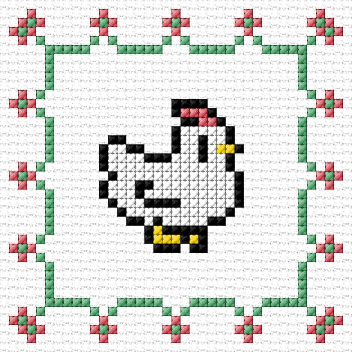 Hen free cross-stitch pattern