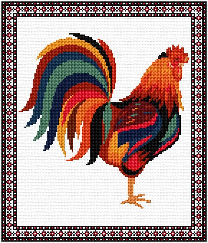 Rooster free cross-stitch pattern