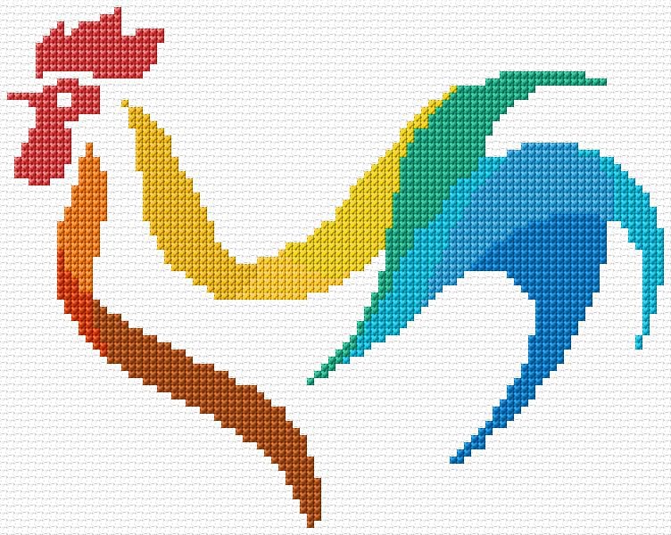 Rooster free cross-stitch pattern