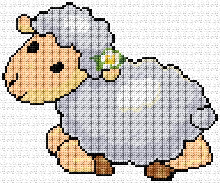 Lamb free cross-stitch pattern