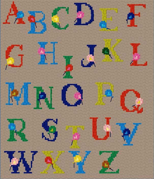 Alphabet free cross-stitch pattern