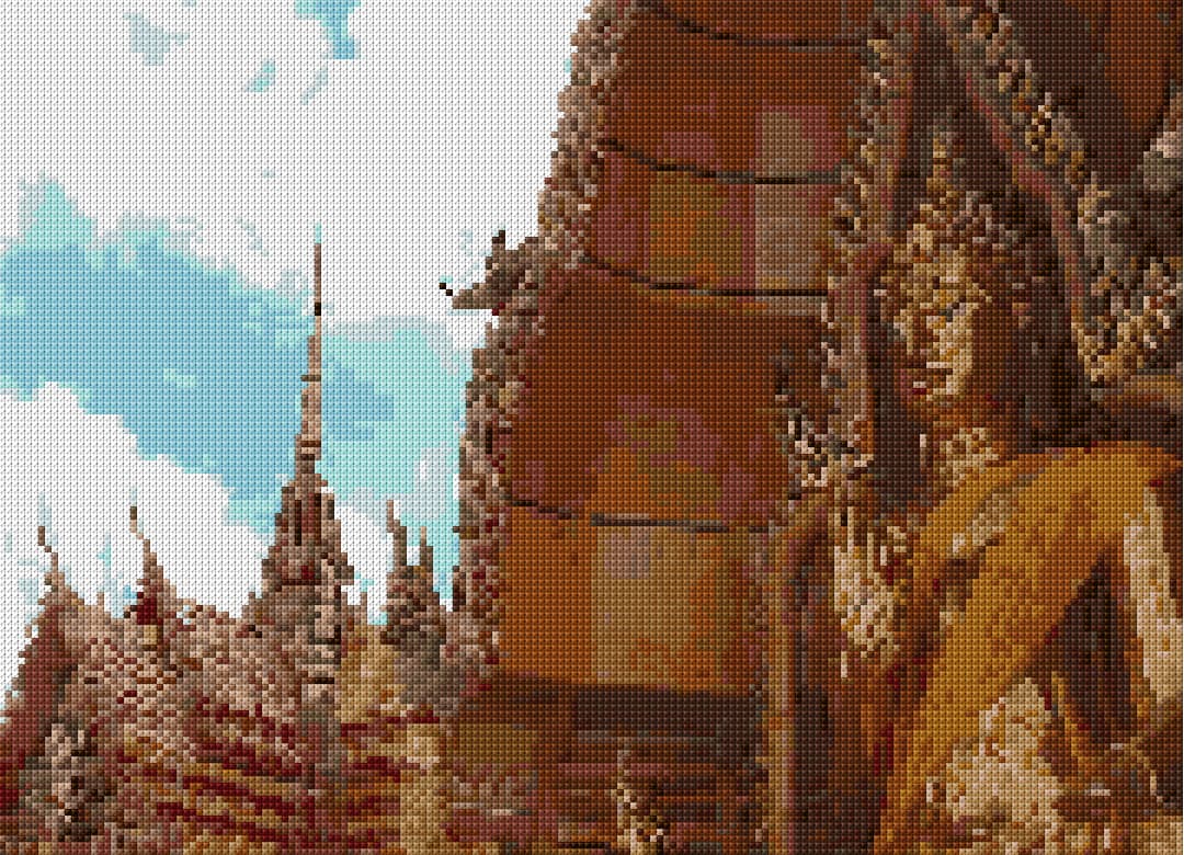 Buddha Temple free cross-stitch pattern